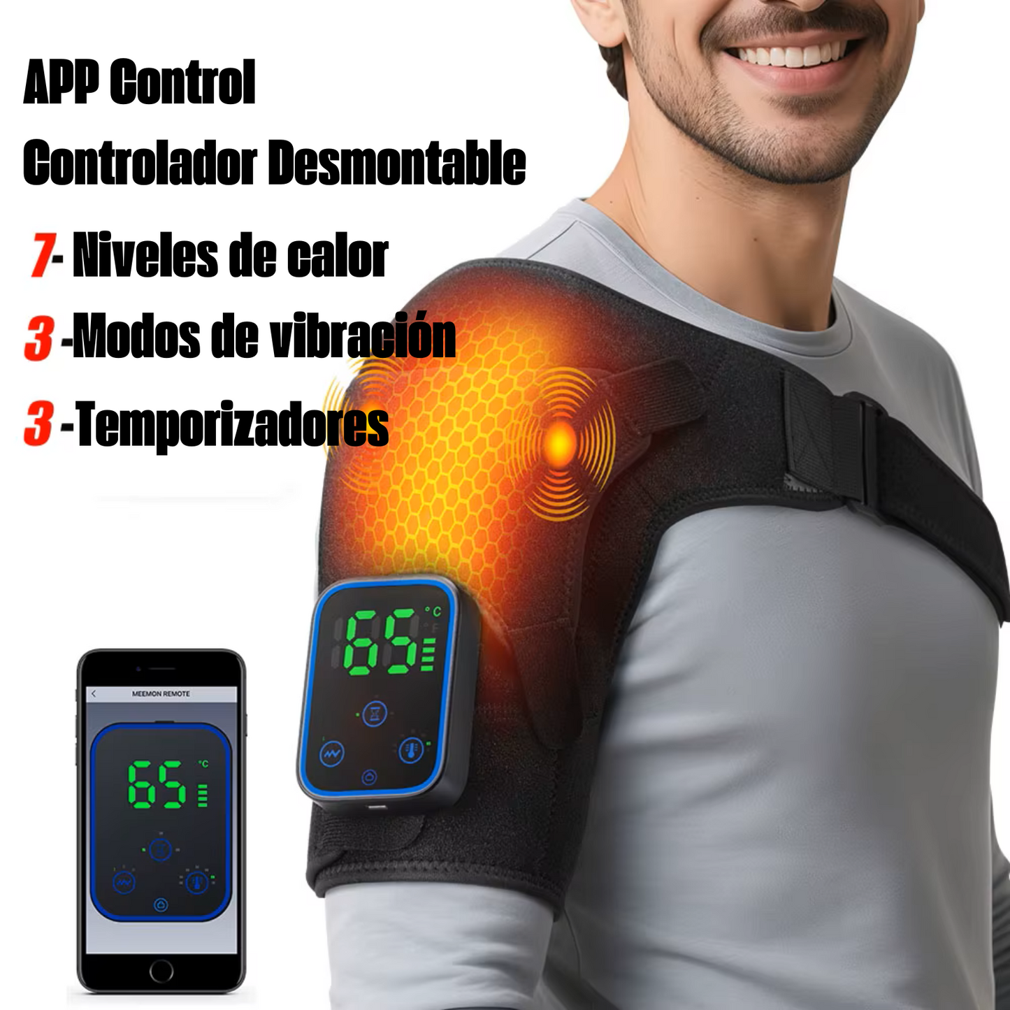 Soporte de Hombro Inalámbrico con Calefacción y Masajeador.