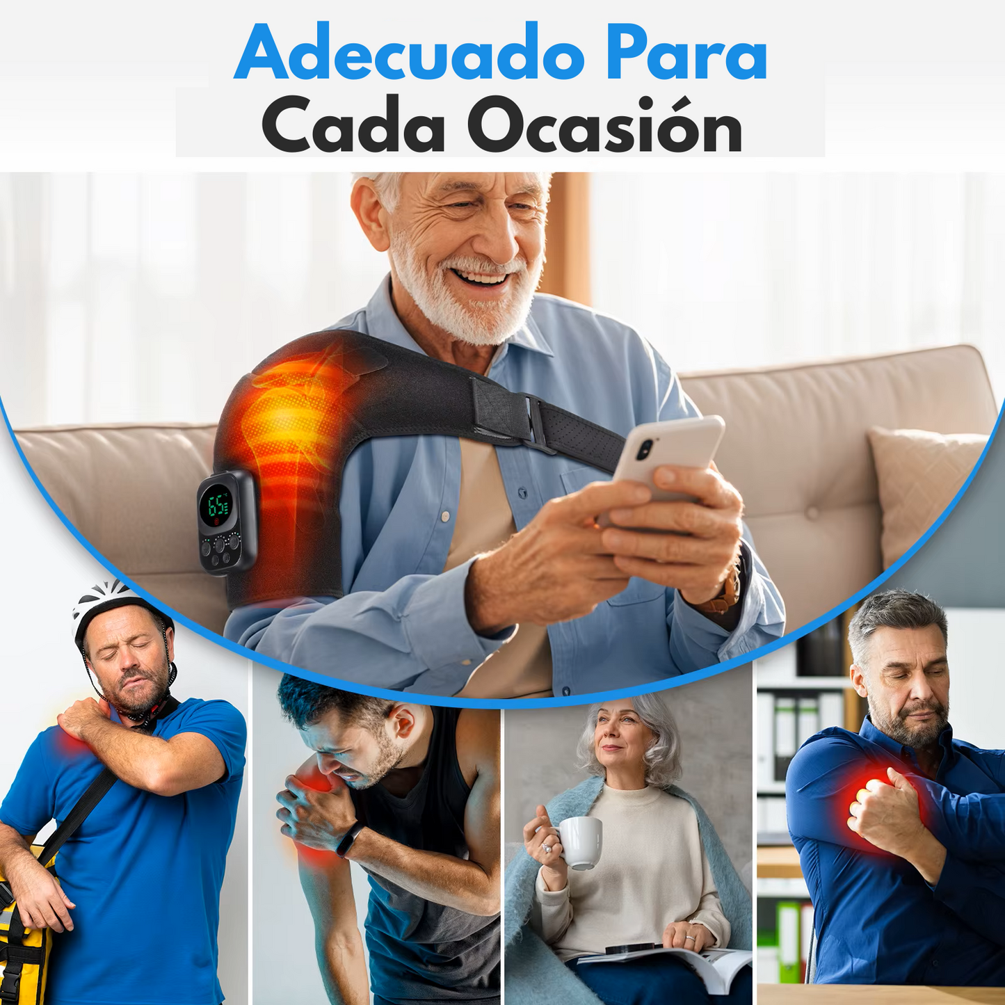 Soporte de Hombro Inalámbrico con Calefacción y Masajeador.