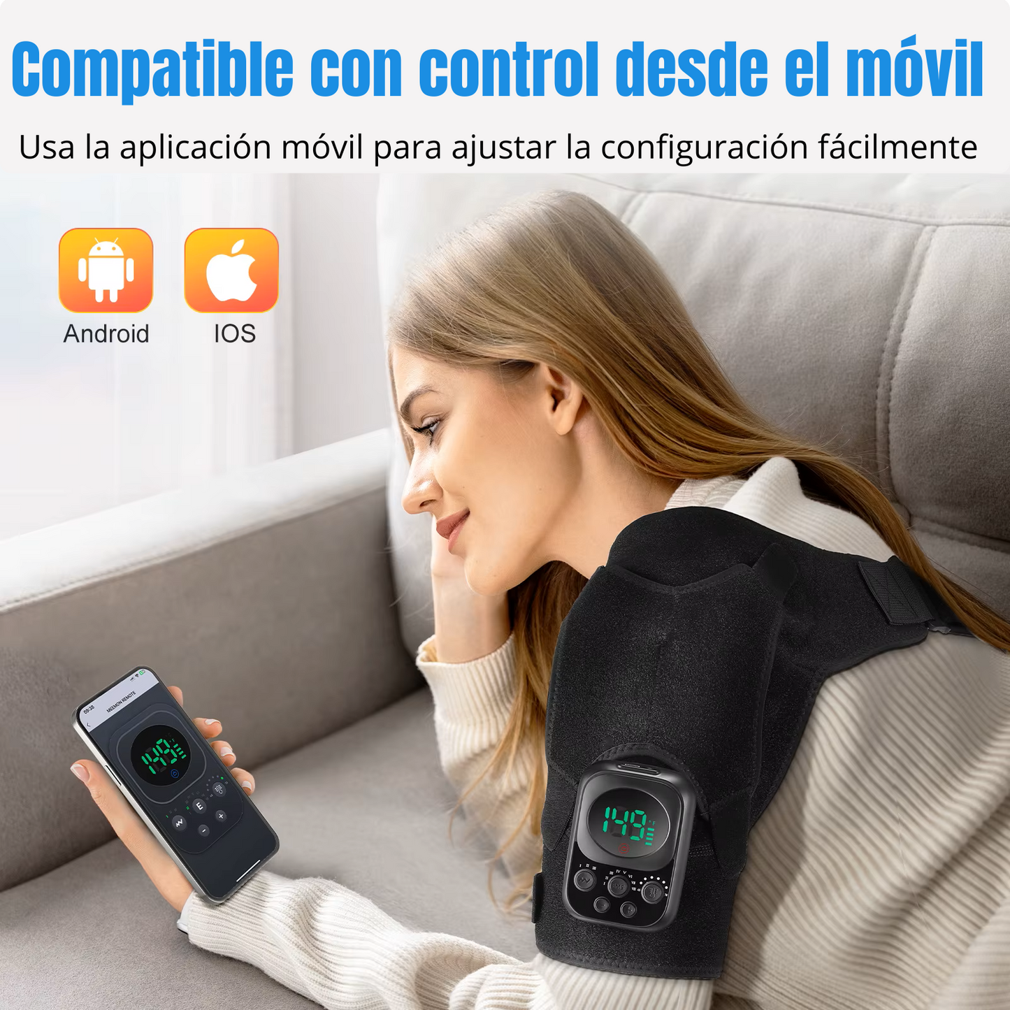 Soporte de Hombro Inalámbrico con Calefacción y Masajeador.